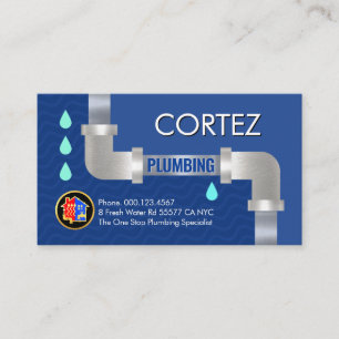 Silver Leaking Water Pipe Plumbing Business Card