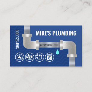 Silver Leaking Water Pipe Plumbing Business Card