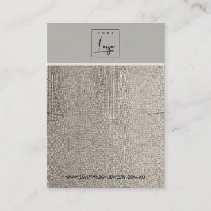 SILVER LEATHER TEXTURE NECKLACE EARRING DISPLAY BUSINESS CARD