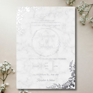 Silver Leaves Ornate White Marble Muslim Wedding