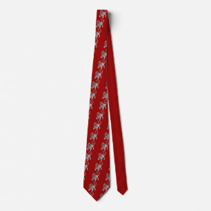 Silver Leo Lion Zodiac Red Tie