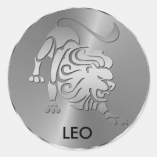 Silver Leo the Lion - Zodiac Sign Classic Round Sticker