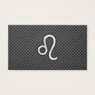Silver Leo Zodiac Symbol on Carbon Fibre Print