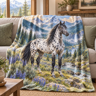 Silver Leopard Appaloosa in Spring Valley Fleece Blanket