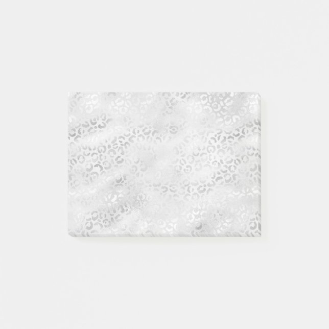 Silver Leopard Print Post-it Notes (Front)