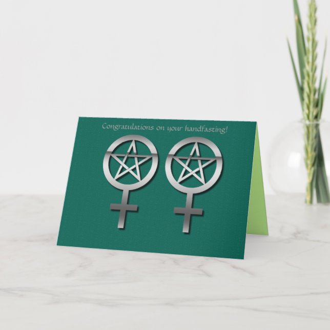 Silver Lesbian Wiccan Handfasting Card (Front)