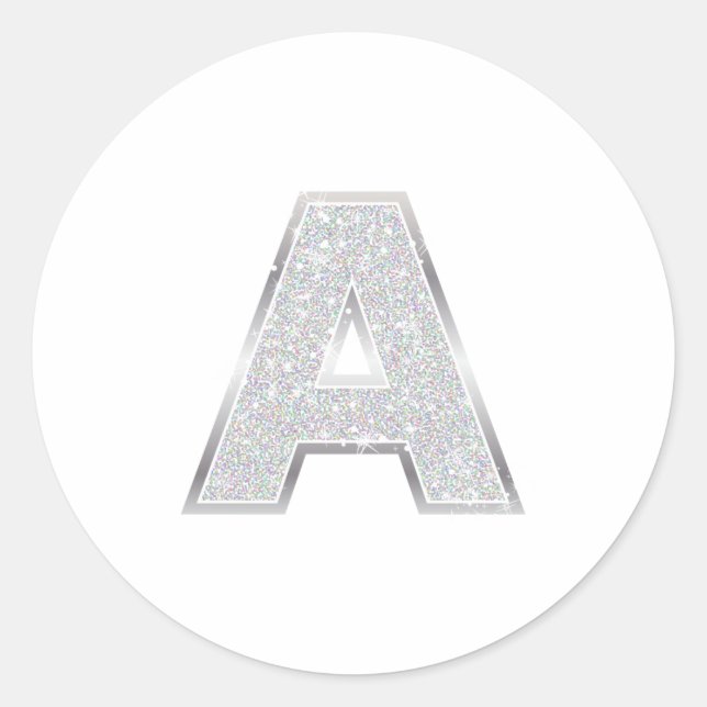 Silver Letter A Classic Round Sticker (Front)