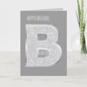 Silver Letter B Card