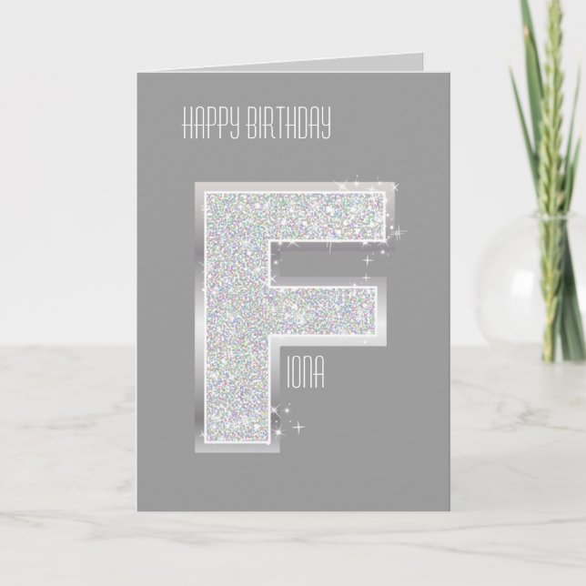 Silver Letter F Card (Front)