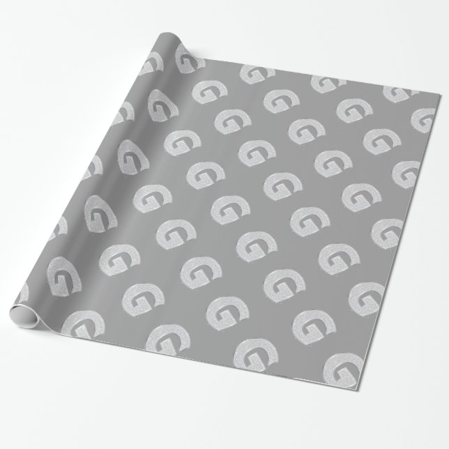 Silver Letter G Wrapping Paper (Unrolled)