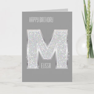 Silver Letter M Card