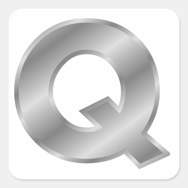 Silver Letter Q Square Sticker (Front)