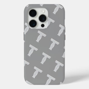 Silver Letter T iPhone 15 Pro Case