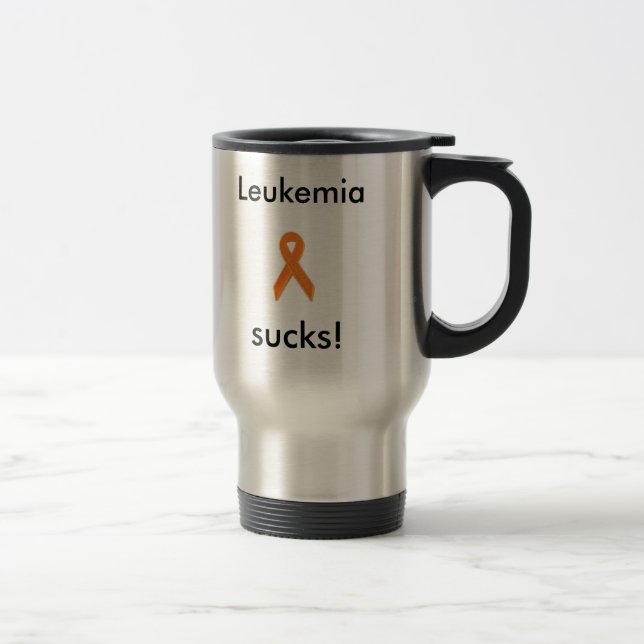 silver, Leukaemia sucks! travel mug.. Mug (Right)