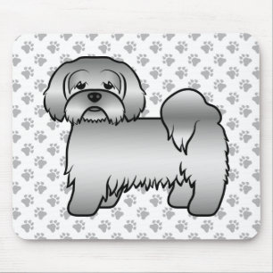 Silver Lhasa Apso Cute Cartoon Dog Illustration Mouse Pad