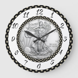 SILVER LIBERTY COIN LARGE CLOCK
