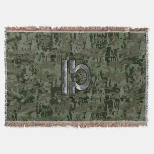 Silver Libra Zodiac Green Digital Camo Throw Blanket