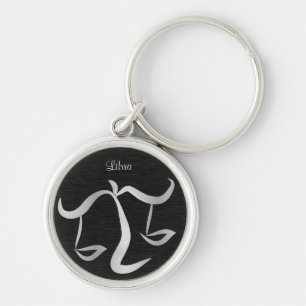 Silver Libra Zodiac Sign Key Ring