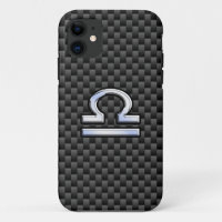 Silver Libra Zodiac Symbol on Carbon Fibre Print