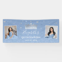 Silver Light Baby Blue Photo Birthday Quinceanera