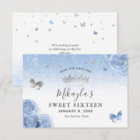 Silver Light Baby Blue Roses Elegant