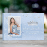 Silver Light Baby Blue Roses Photo Quinceanera Guest Book<br><div class="desc">Create your own unique elegant quinceanera guest books using a simple, easy DIY template in pretty shades of light baby blue and silver. Personalise these beautiful template guest books for a Cinderella themed 15th birthday party / sweet 16, fairy tale wedding, winter wonderland princess baby or bridal shower, or a...</div>