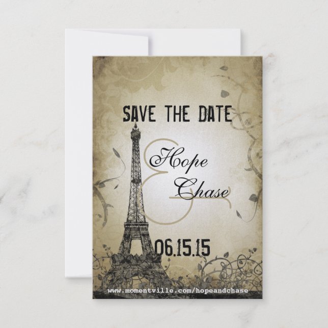 Silver Lights Eiffel Tower  Save the Date (Front)