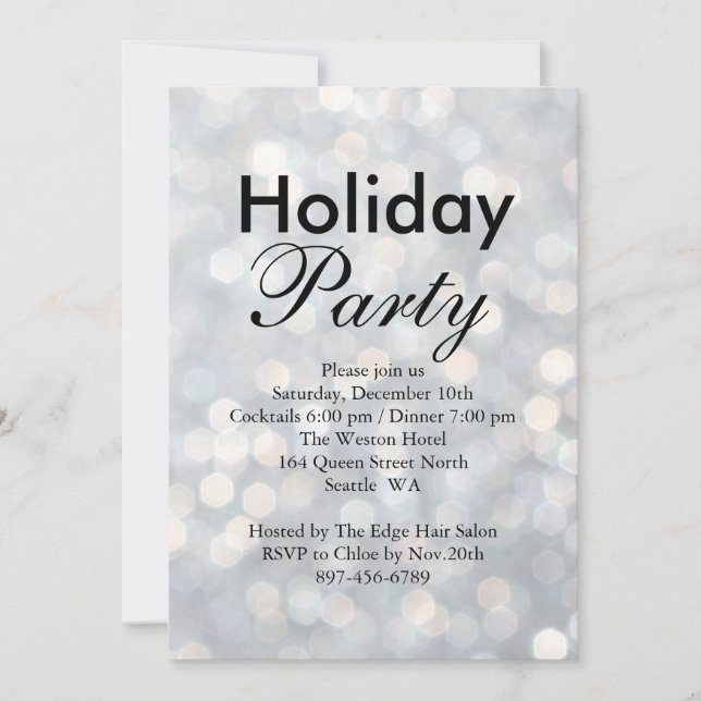 Silver Lights Holiday Corporate Invitation (Front)