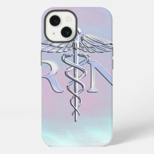 Silver Like RN Caduceus Medical Mother Pearl iPhone 13 Case