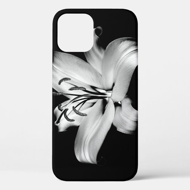 Silver Lily: Monochrome Floral Elegance. Case-Mate iPhone Case (Back)