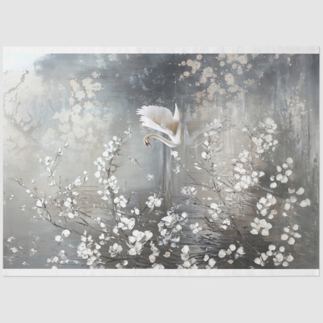 Silver Lining Ethereal Parisian Swan Scene Tissue Paper (Front)