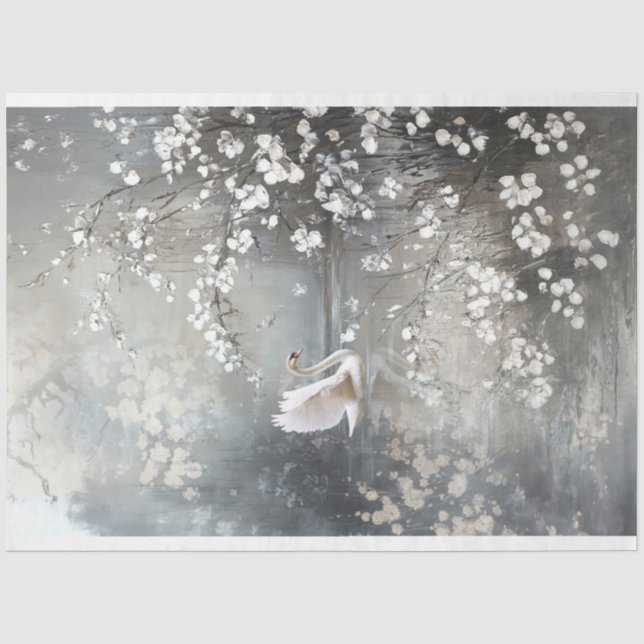 Silver Lining Ethereal Parisian Swan Scene Tissue Paper (Front)