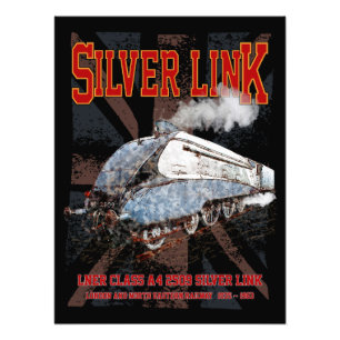 Silver Link LNER Class A4 2509 Locomotive UK flag Photo Print