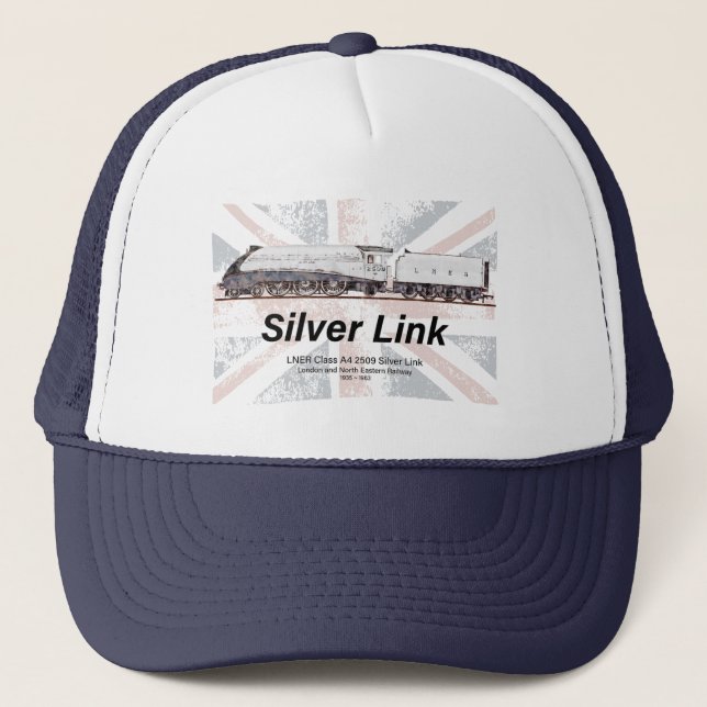 Silver Link LNER Class A4 Locomotive profile flag Trucker Hat (Front)