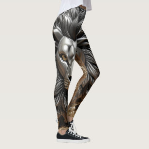 Silver Lions Head Design  Leggings