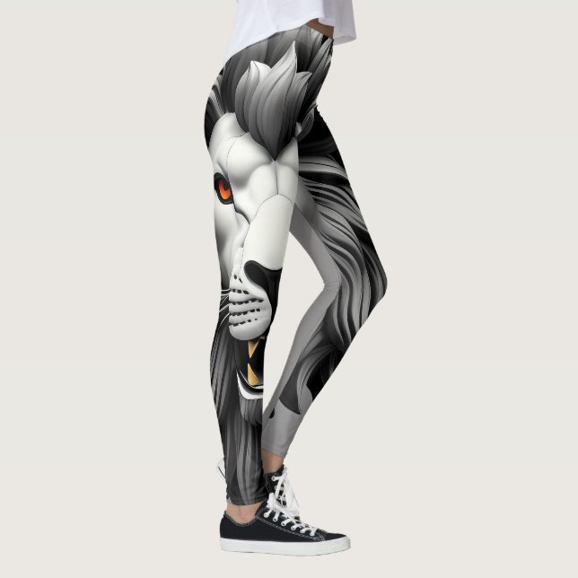 Silver Lions Head Design  Leggings (Right)