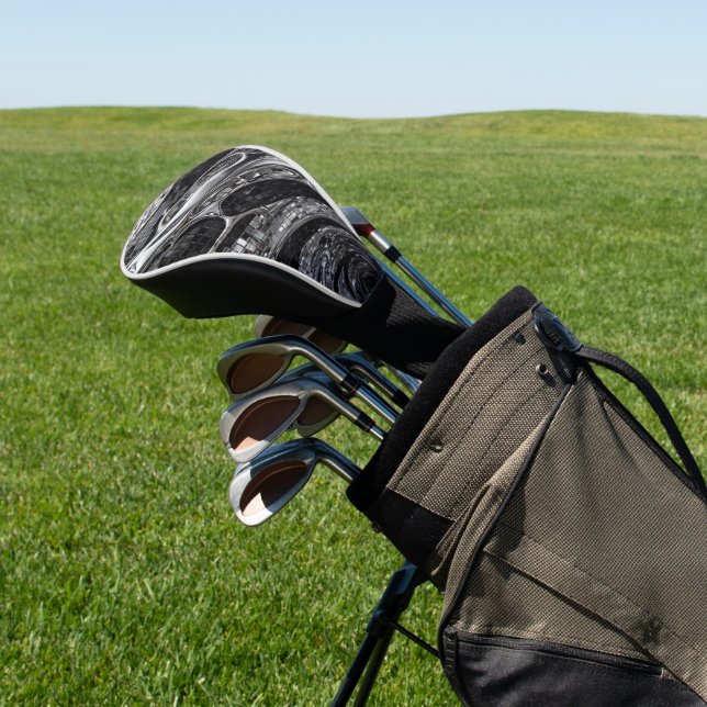 Silver Liquid Chrome Mosaic Golf Head Cover (In Situ)