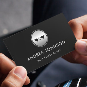 Silver Logo Real Estate Photo Qr Code Social Media Business Card