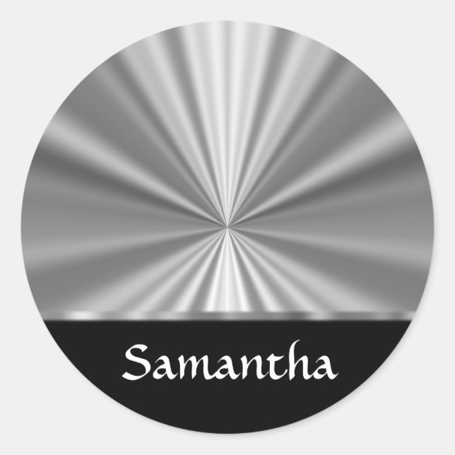 silver look and black classic round sticker (Front)