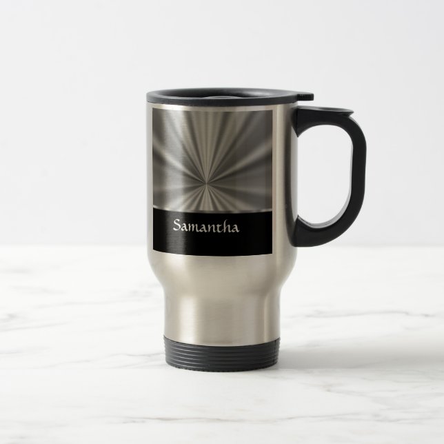 silver look and black travel mug (Right)