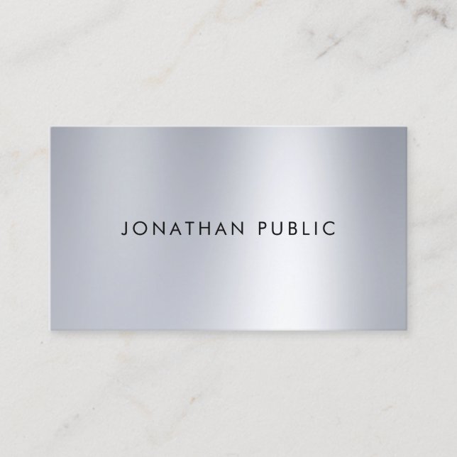 Silver Look Design Modern Sleek Elegant Plain Business Card (Front)
