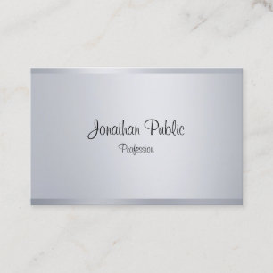 Silver Look Elegant Handwritten Script Template Business Card