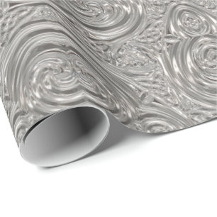 Silver look elegant victorian art nouveau grey wrapping paper