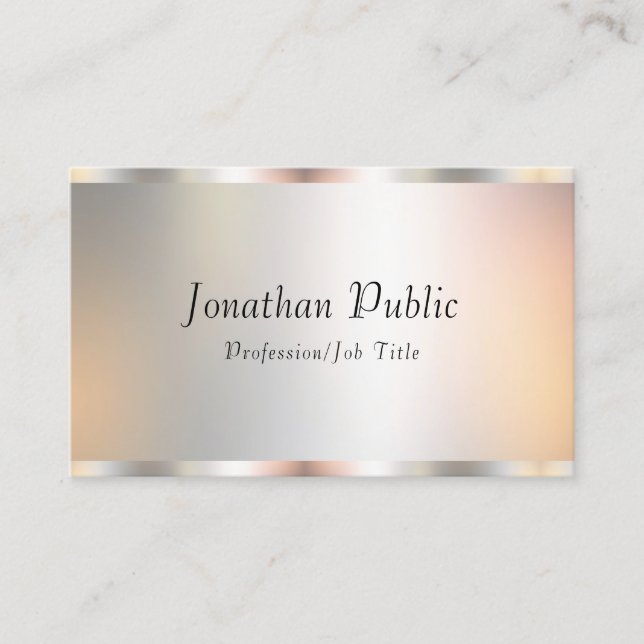 Silver Look Professional Elegant Template Modern Business Card (Front)
