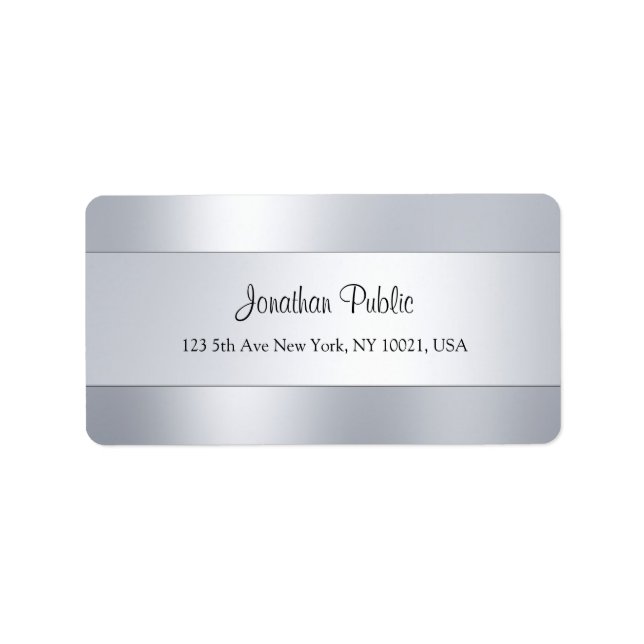 Silver Look Template Modern Hand Script Address Label (Front)