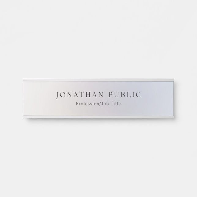 Silver Look Template Modern Professional Classy Door Sign (Front)