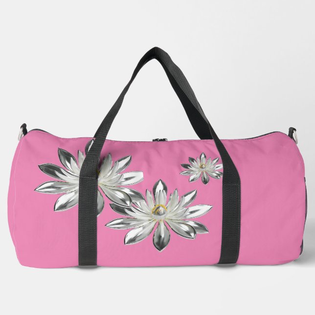 SILVER LOTUS DUFFLE BAG (Front)