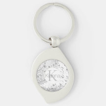 Silver Lotus Mandala Stars Glitter Monogram  