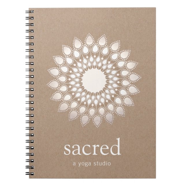 Silver Lotus Mandala Yoga and Meditation Teacher Spiral Notebook (Front)