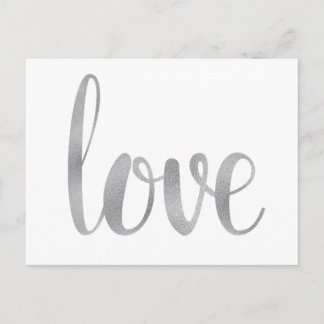 Silver love postcards, foil font postcard